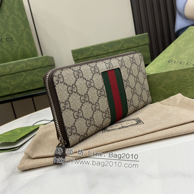 Gucci專櫃古馳最新款飾GG細節拉鏈錢包男士長夾錢包 jh2250型號：408831